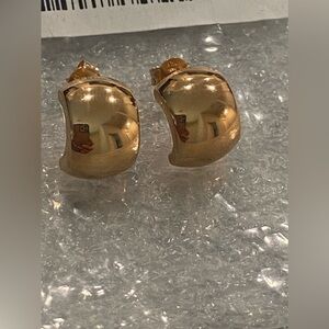 New 18k Yellow Gold Half Hoop Chunky Earrings, Bold, Bubble, Cloud